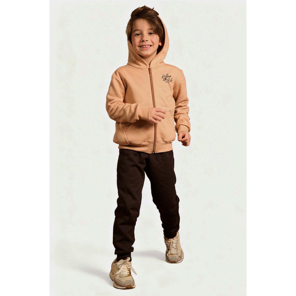 Conjunto Infantil Menino Com Capuz Skate Elian Marrom