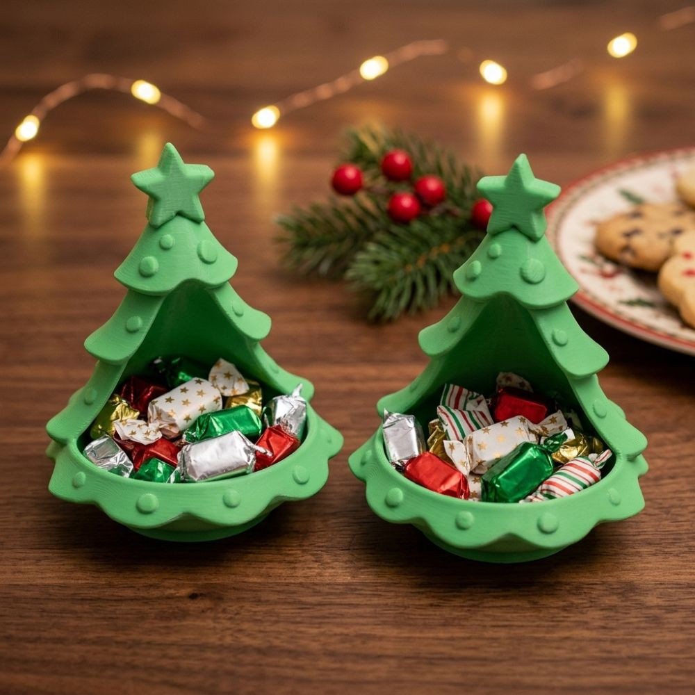 Bandeja De Armazenamento De Árvore De Natal , Suporte De Vela Pequena Impresso Em 3D De Plástico , Destaque Superior De