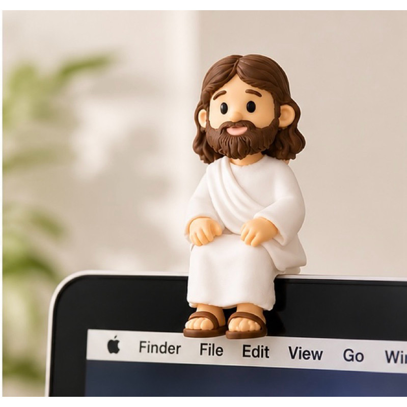 Mini Jesus Sentado Impressão 3D Decorativo Para Monitor Mesa Prateleira Nicho Carro - 4cm
