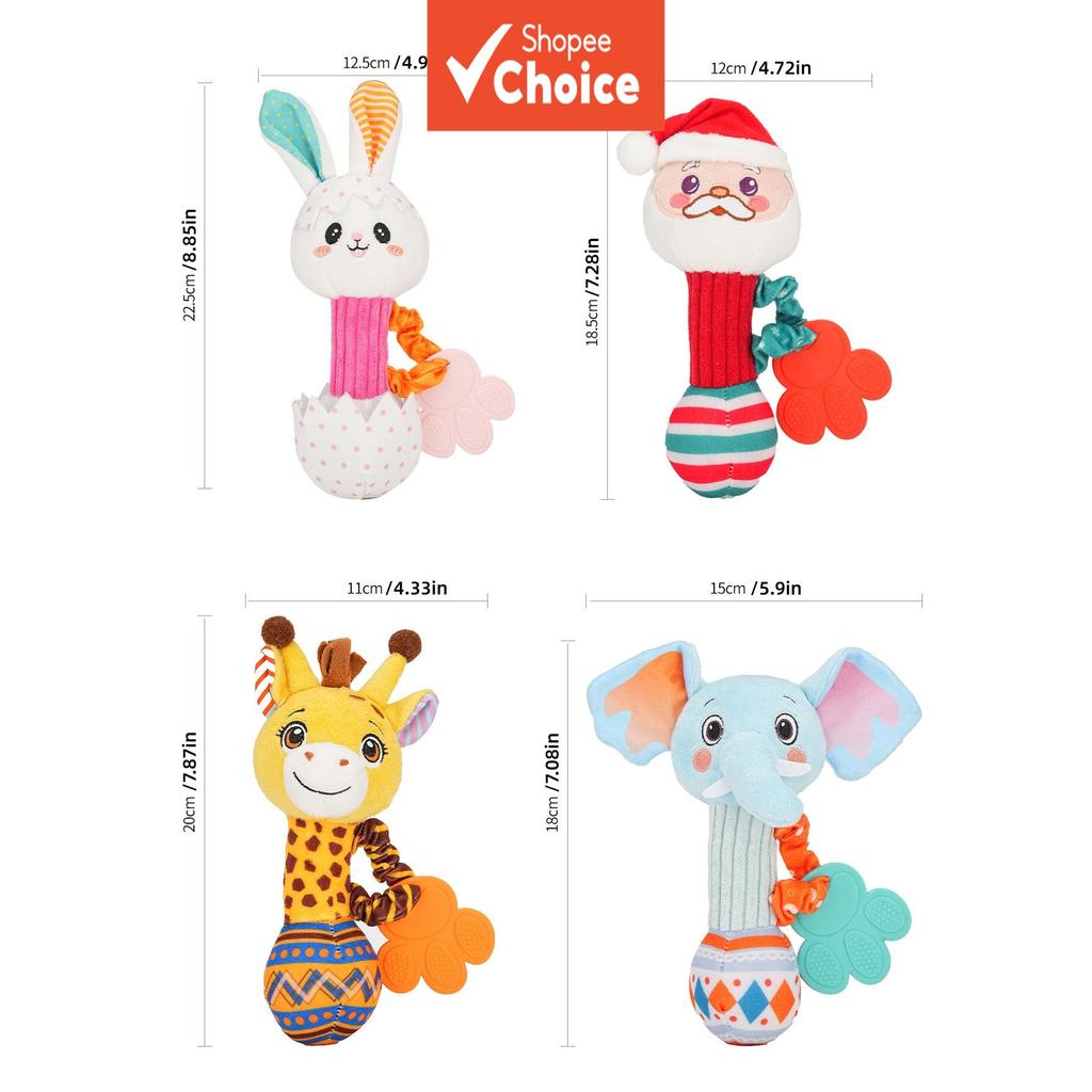 Brinquedo de Pelúcia Macia Infantil: Chocalho, Mordedor de Silicone, Papel Enrugado, Apito BB, Estimulação Sensorial