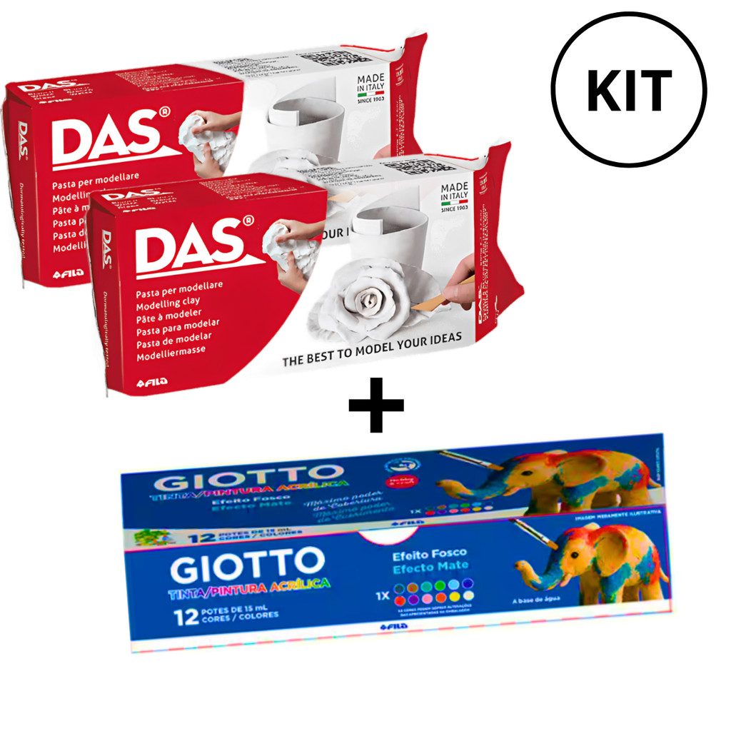 Kit Tinta Acrilica Giotto+Massa Ceramica Fria Das