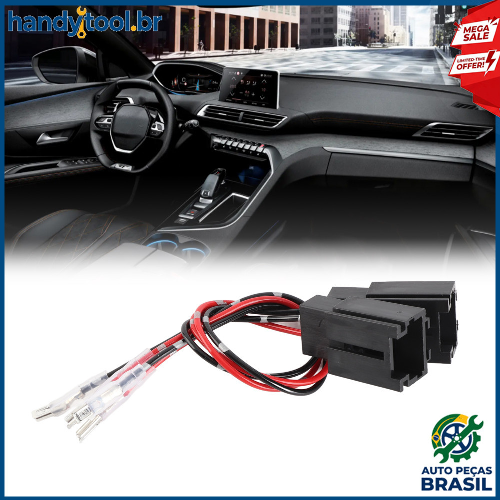 handtool.br Par 12V 3A 10W Adaptador de chicote elétrico do alto falante da porta do carro com plugue