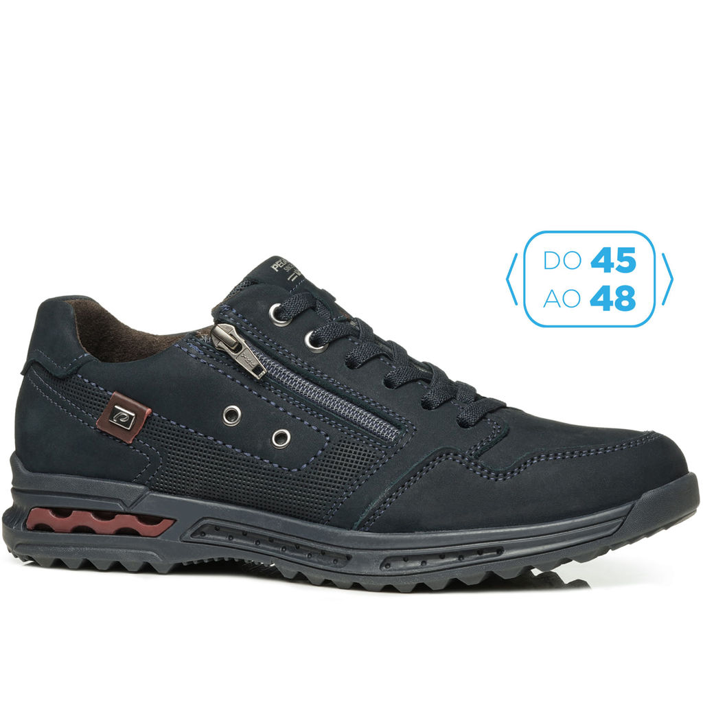 Sapatênis Pegada Masculino Plus Size em Couro Marinho 511801-06