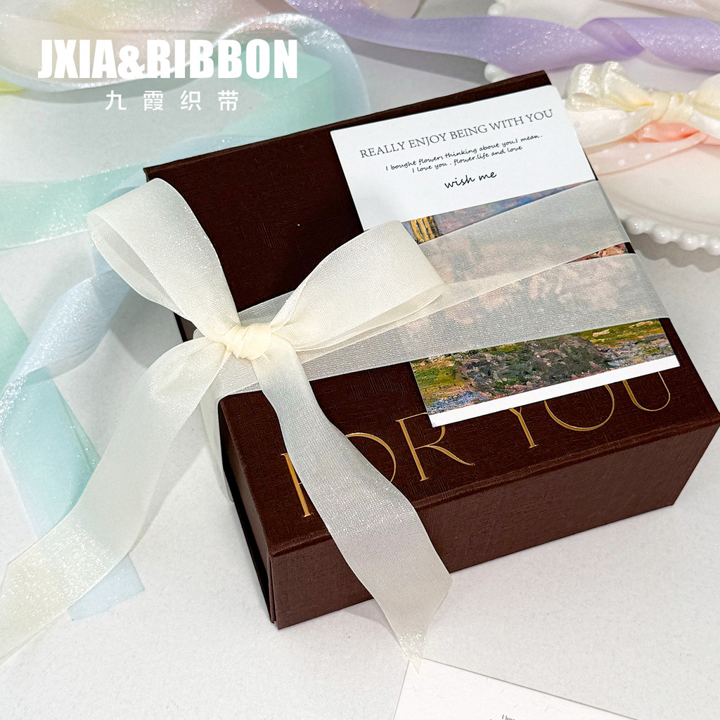 2.5cm cigarra asa gaze fita High-End fita artesanal diy arco brilhante transparente neve gaze fita decorativa buquê emba