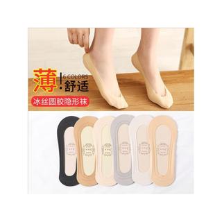 Meias de barco de seda gelo mulheres verão estilo fino Silicone antiderrapante salto antiderrapante boca rasa invisível 