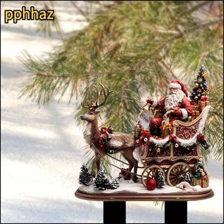 [pphhaz] Estaca De Decoração Ao Ar Livre De Natal Modelo Em Miniatura Rena Santa Trenó Estatueta Para Gramado Jardim Fes