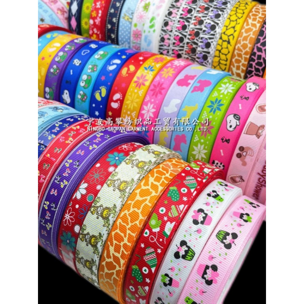 Fita com nervuras impressa fita Hairpin Bowknot Material bolo cinta buquê caixa de presente embalagem corda fita