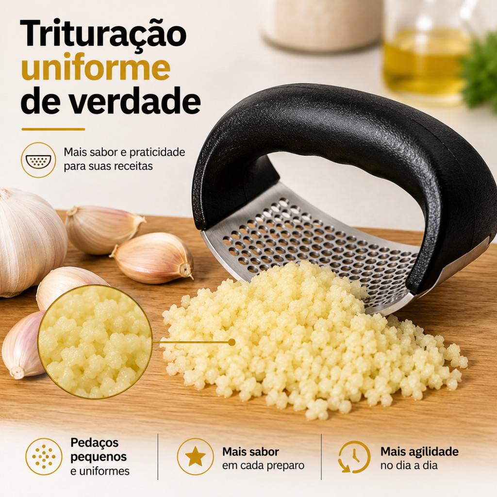 Kit 2 Espremedor De Alho Inox Manual Amassador Triturador — imagem 2 de 2