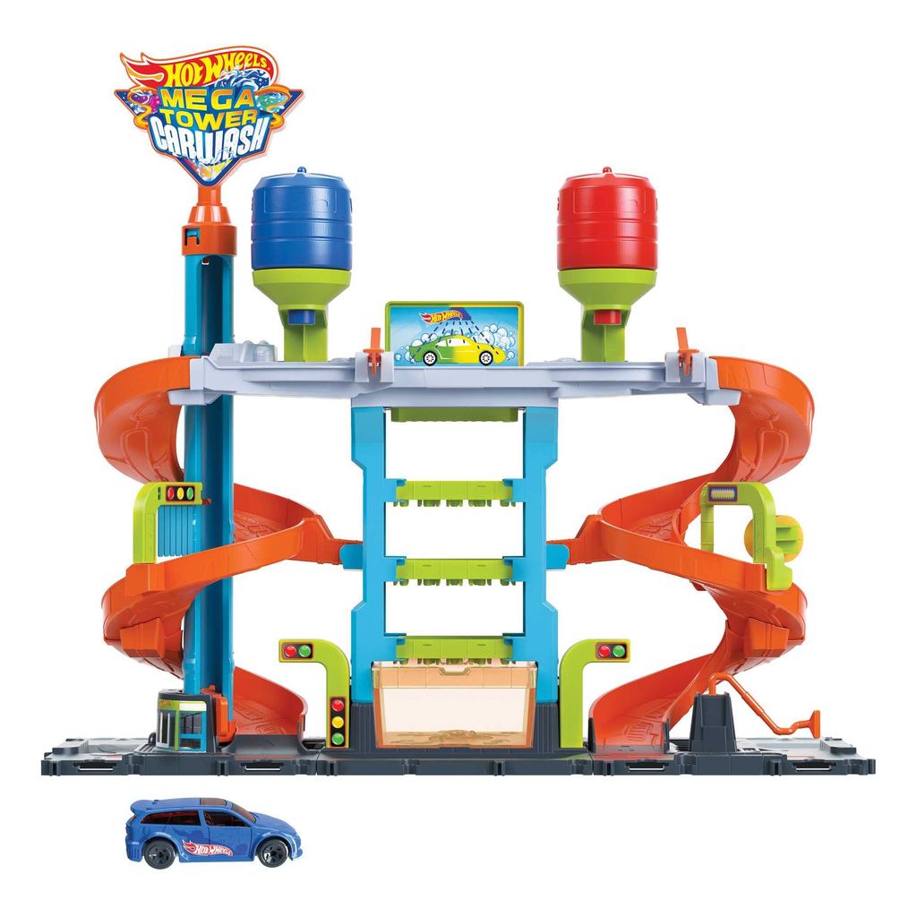 Pista com Carrinho Hot Wheels - Lava-Rápido Mega Tower - Mattel
