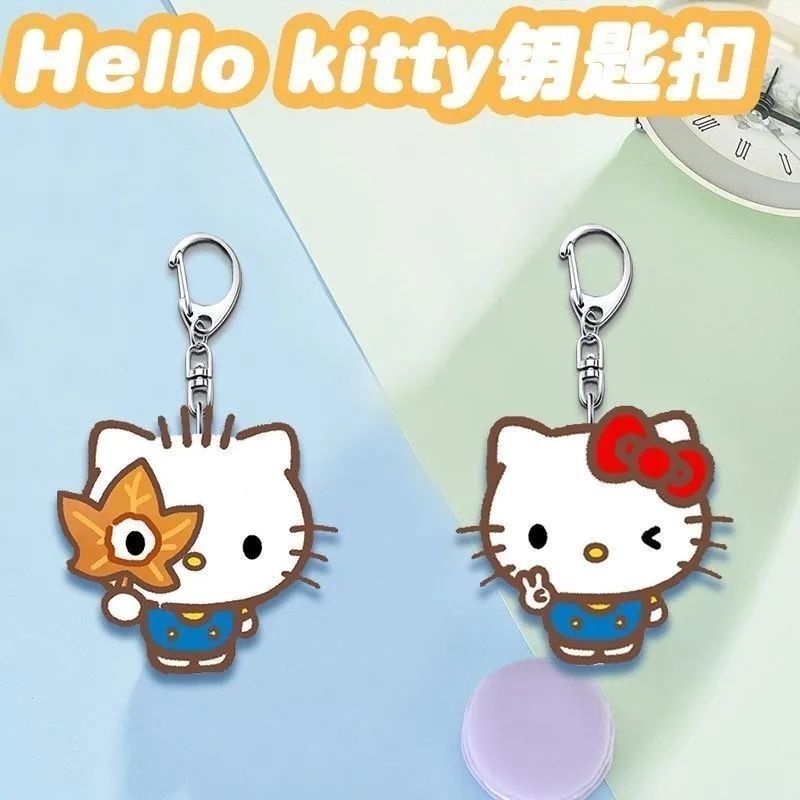Estilo influenciador venda quente KT gato dos desenhos animados mercadoria acrílico chaveiro saco de escola mochila ping
