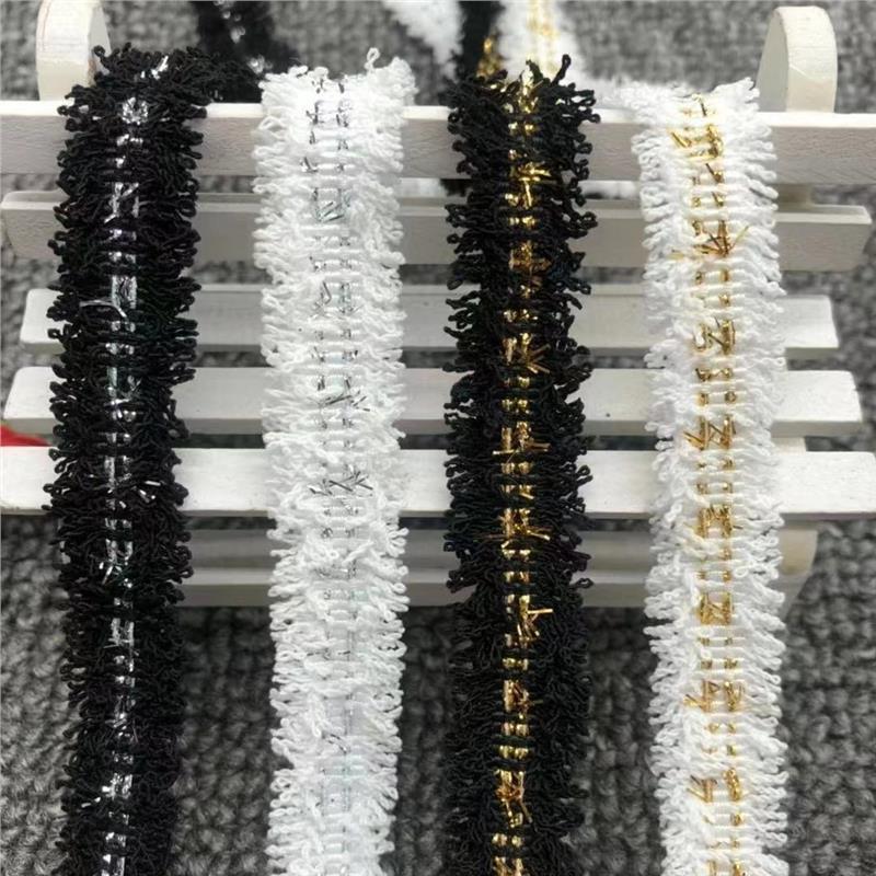 Xiaoxiang estilo fita decorativa renda fita de renda ouro prata acessórios de roupas fita lateral quarto cor fita borla 