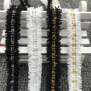 Xiaoxiang estilo fita decorativa renda fita de renda ouro prata acessórios de roupas fita lateral quarto cor fita borla 