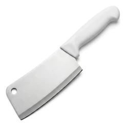 Cutelo Profissional Aço Inox 15cm 6 Polegadas Faca Açougueiro Corta Carne Osso Churrasco Cozinha Cabo Branco Chef D