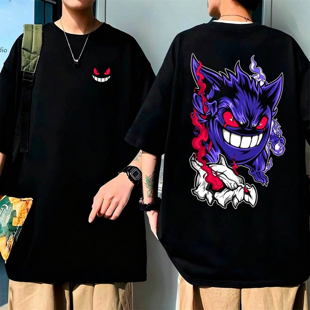 Camiseta Estampada Oversized Anime Gengar Lançamento Unissex 100% Algodão Feminino Masculino