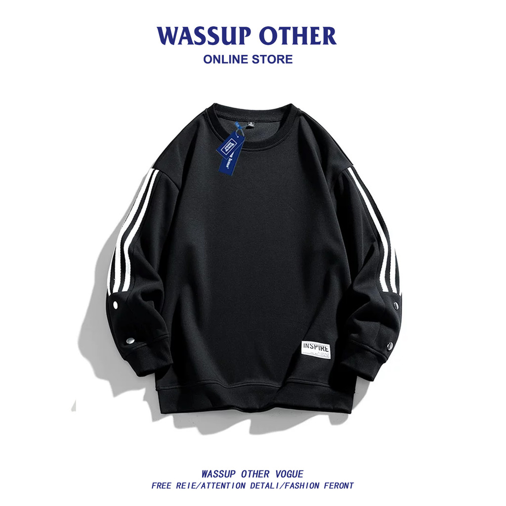 WASSUP OUTRO Americano Em Torno Do Pescoço Preto Moletom Masculino Primavera Outono 2026 Novo Top Casal Jaqueta Masculin