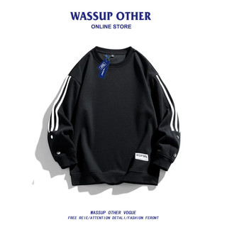 WASSUP OUTRO Americano Em Torno Do Pescoço Preto Moletom Masculino Primavera Outono 2026 Novo Top Casal Jaqueta Masculin