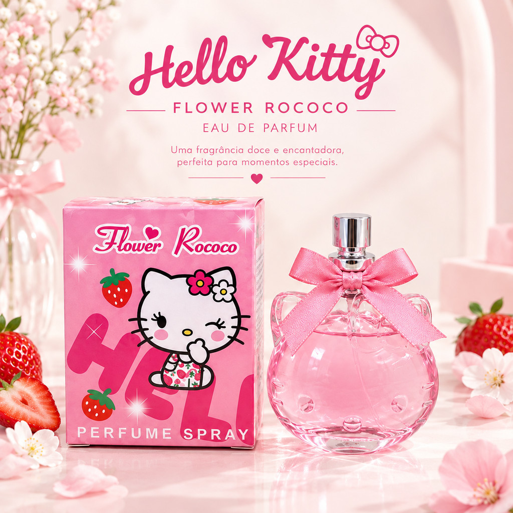 Flower Rococo Hello Kitty Perfume Feminino | Fragrância Frutada e Doce