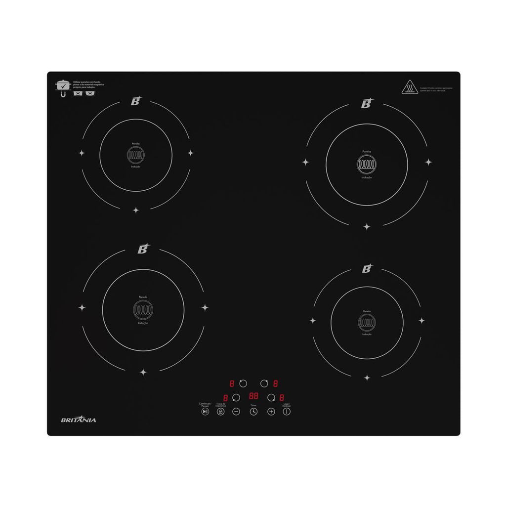 Imagem Cooktop 4 Bocas de Indução Britânia BCTE40A
