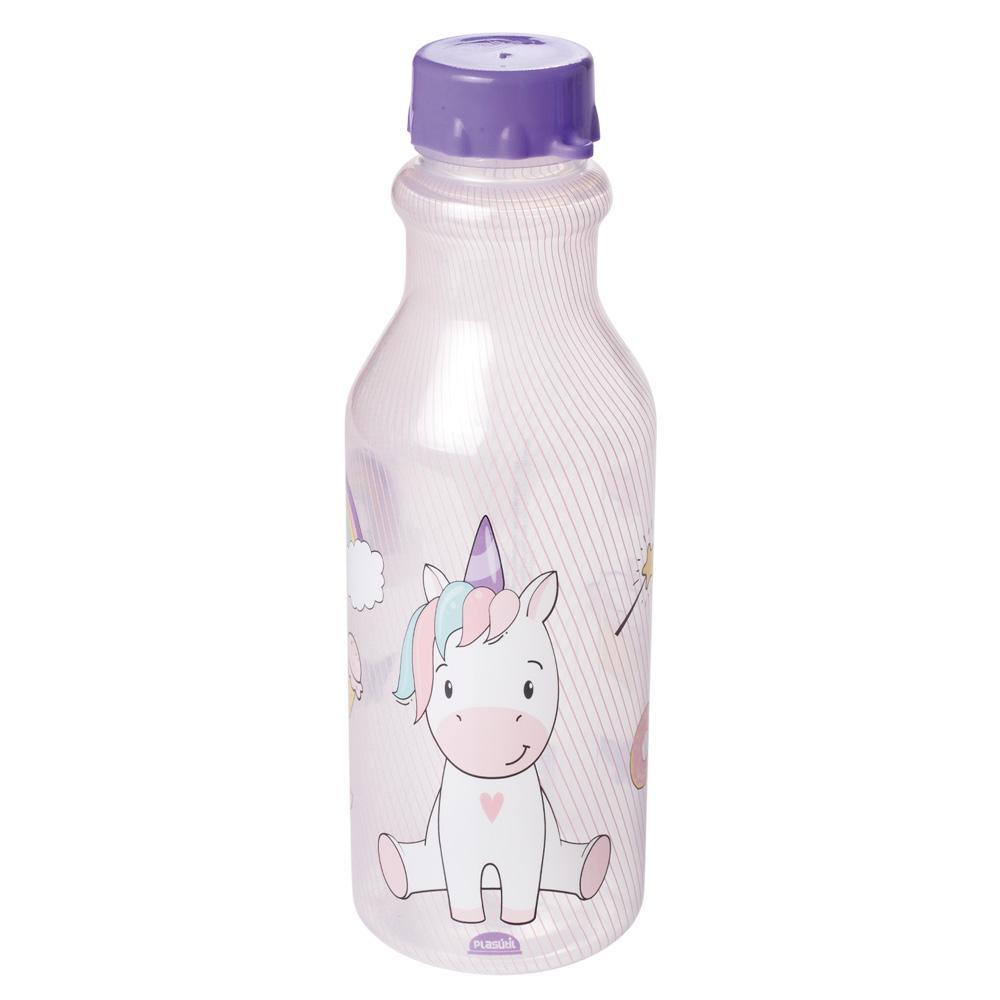 Garrafa Unicórnio Lancheira Passeio Infantil 500 ml Plasútil