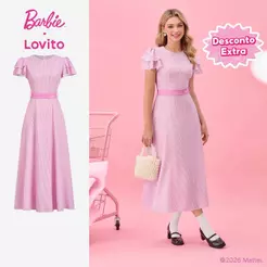 Barbie™ X Lovito Vestido Elegante Casual Colorblock Padrão Babado Primavera/Verão Para Mulheres DRBL2PAD049