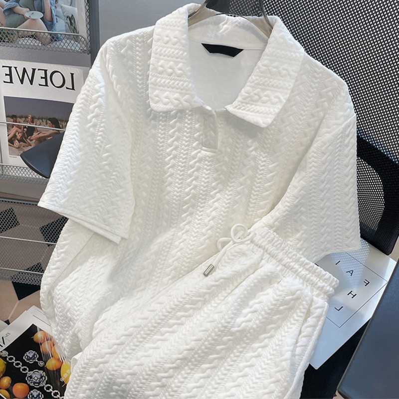 Estilo esportivo Casual terno feminino 2026 verão novo estilo solto estilo Hong Kong simples camiseta de manga curta bra
