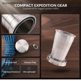 (duyonglin111) Copo Dobrável De Aço Inoxidável Caneca Portátil Com Chaveiro Para Acampamento , Caminhada , Viagens Ao Ar