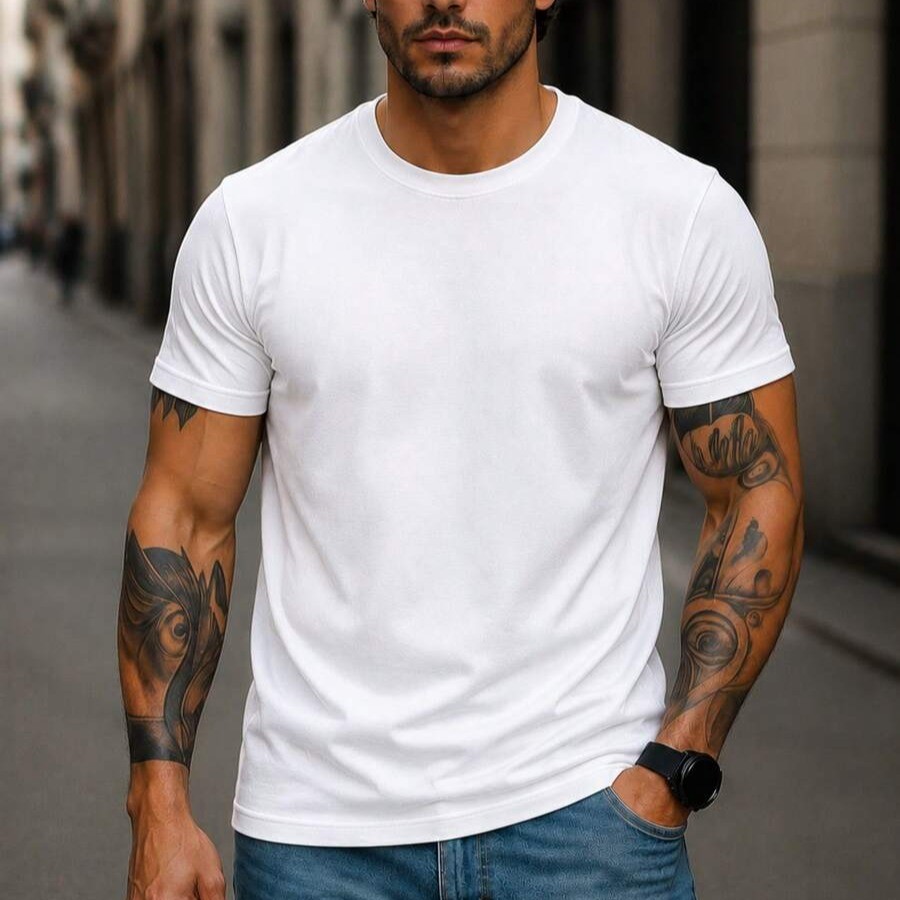 Camiseta Masculina Algodão Casual Dia A Dia Básica Trabalho Escola Academia Streetwear Top Moda