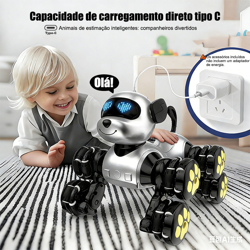 Cachorrinho robô inteligente – pet interativo programável, que dança e canta, perfeito para crianças de 3 a 8 anos — imagem 2 de 2
