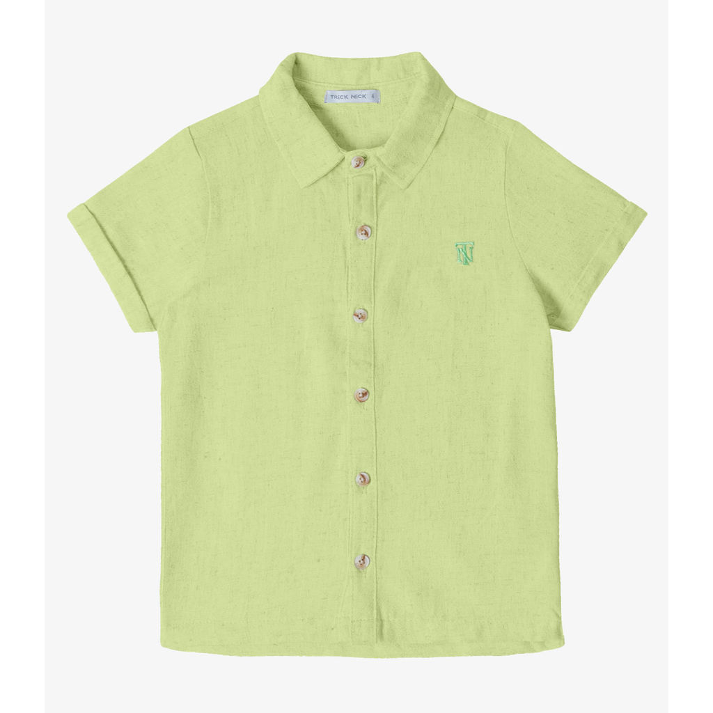 Camisa Infantil Masculina Com Botões Trick Nick Verde