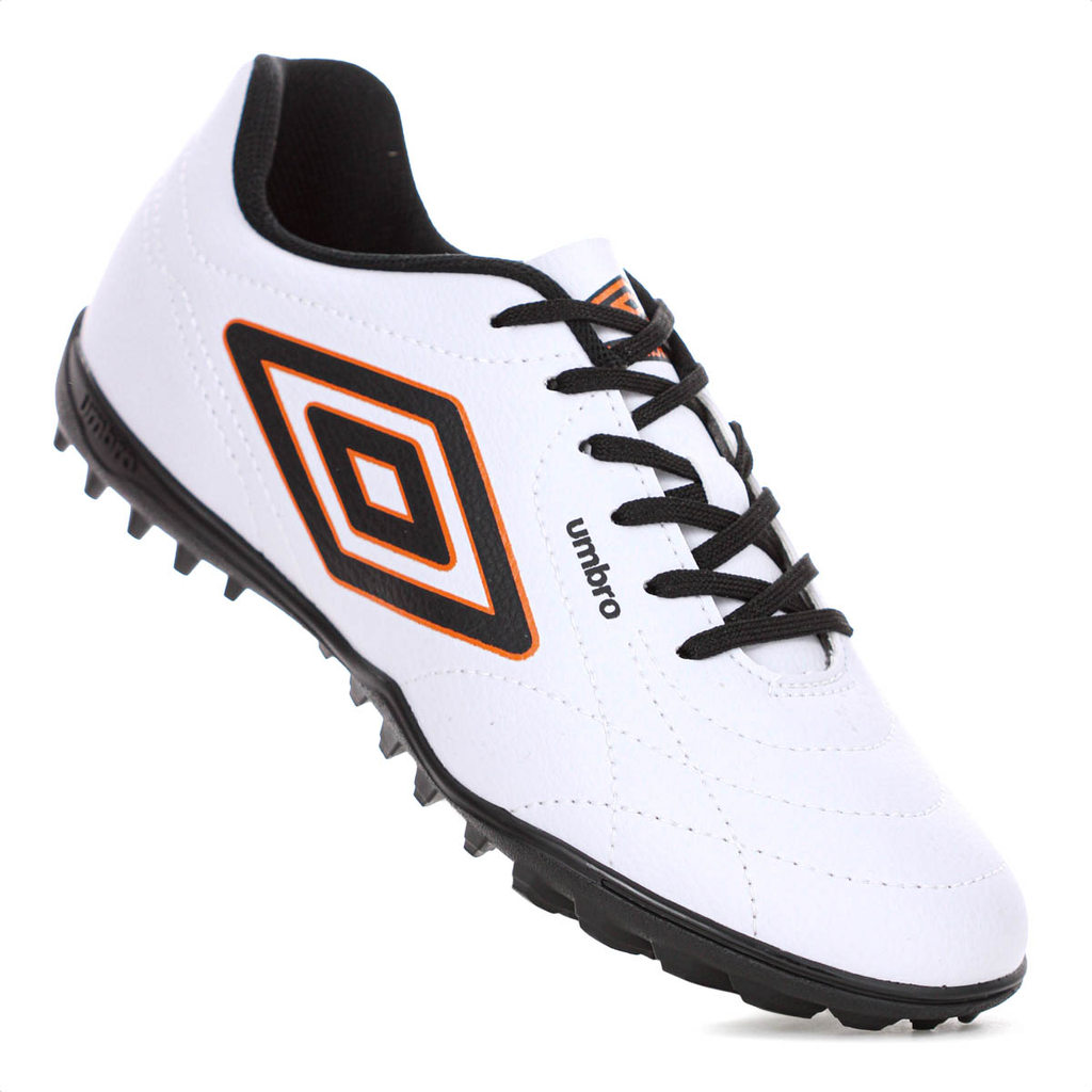 Chuteira Umbro Society Class Footballer Branco Preto e Laranja - Masculino — imagem 2 de 2