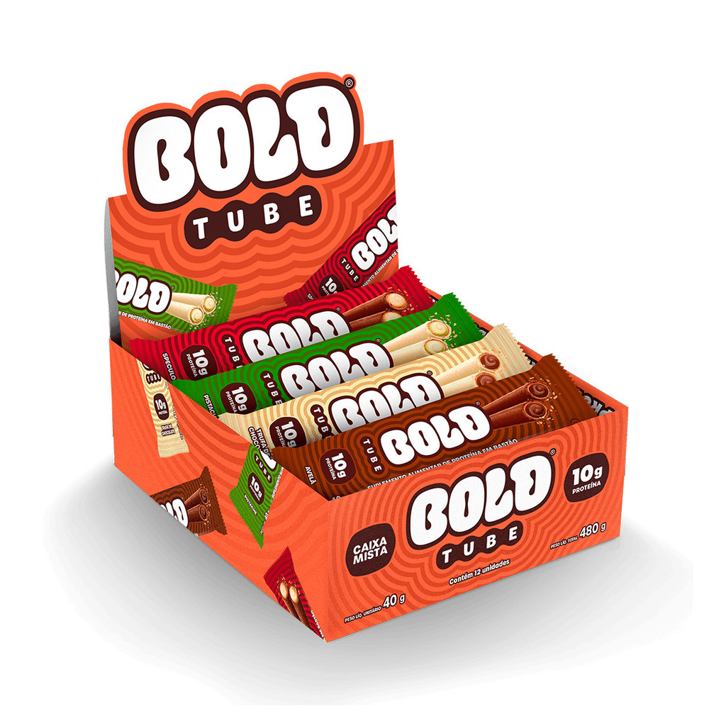 Chocolate Proteico BOLD Tube Caixa Mista 10g de Proteína (12 unidades)