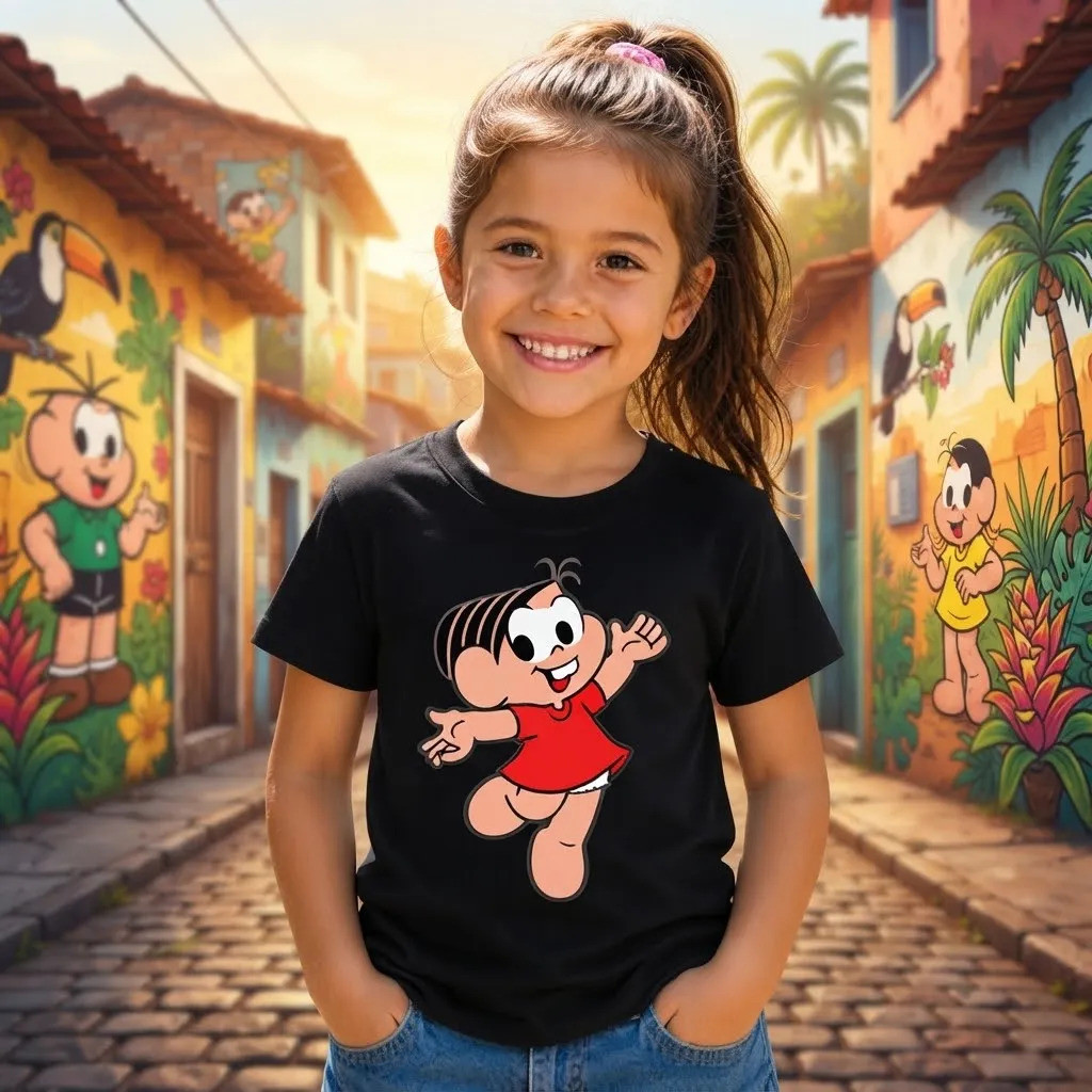 Camiseta Infantil Blusa Personagem Alegre Algodão Confortável Estampa Divertida Dia a Dia Presente