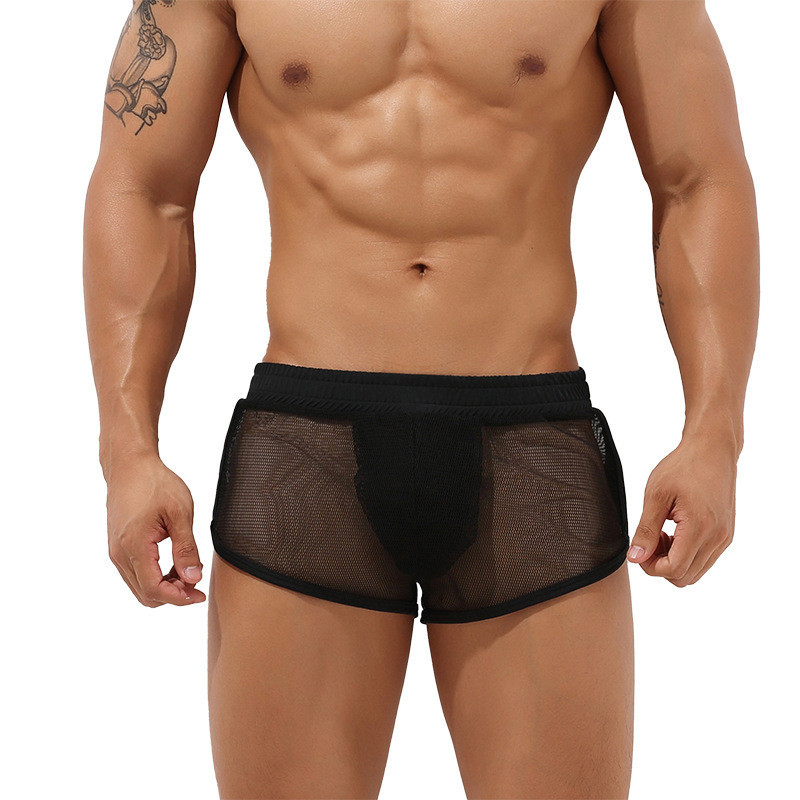 Novos Shorts de rede transparente para casa masculina