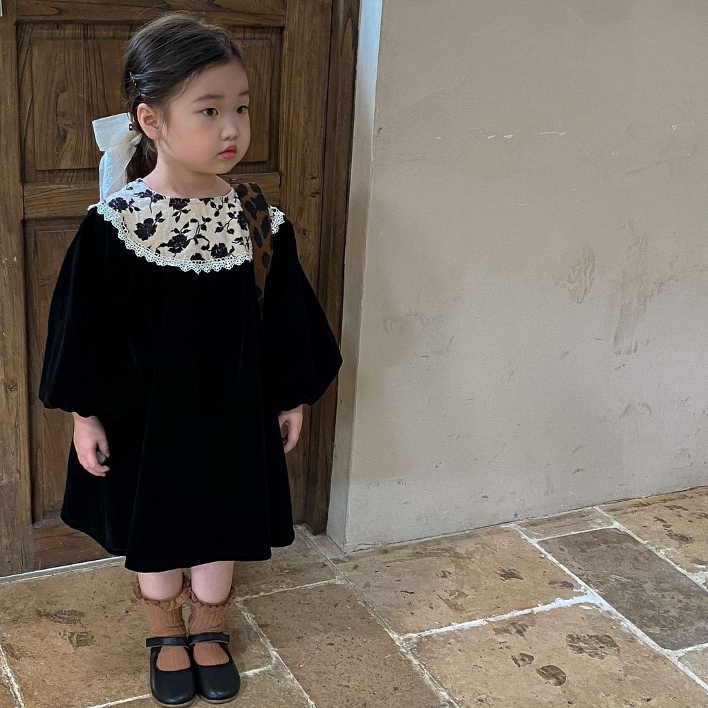 Meninas Hepburn estilo vestido de manga comprida 2024 primavera outono novo estilo crianças bebê menina estilo ocidental