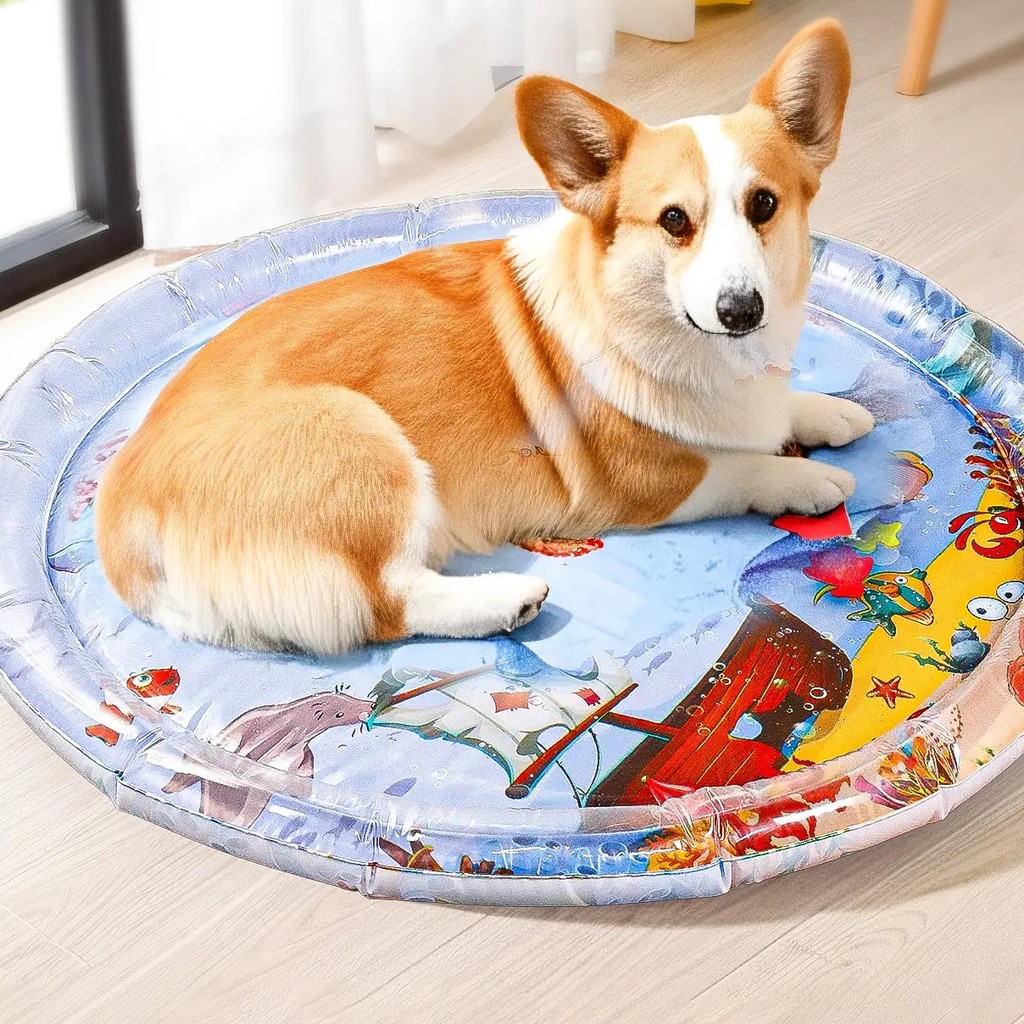 Cama de água para animais de estimação, desenho animado, inflável, almofada de água para animais de estimação, canil, ve