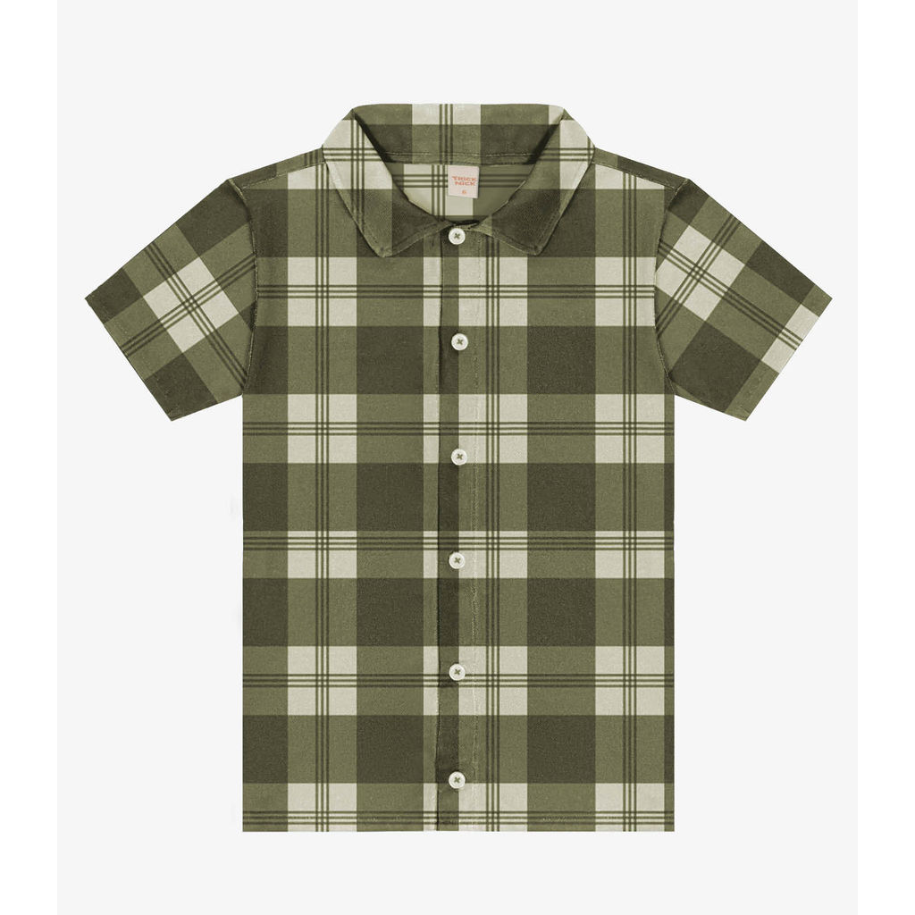 Camisa Infantil Xadrez Manga Curta Trick Nick Verde