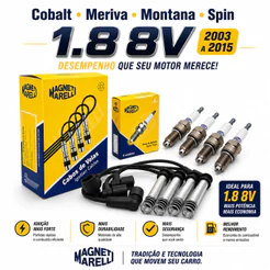 Cabos + Velas Ignição Cobalt Meriva Montana Spin 1.8 8v 2003 a 2015