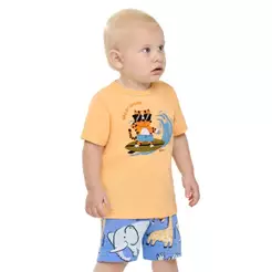 Conjunto Bebê Menino Tigre Surfista Elian Amarelo