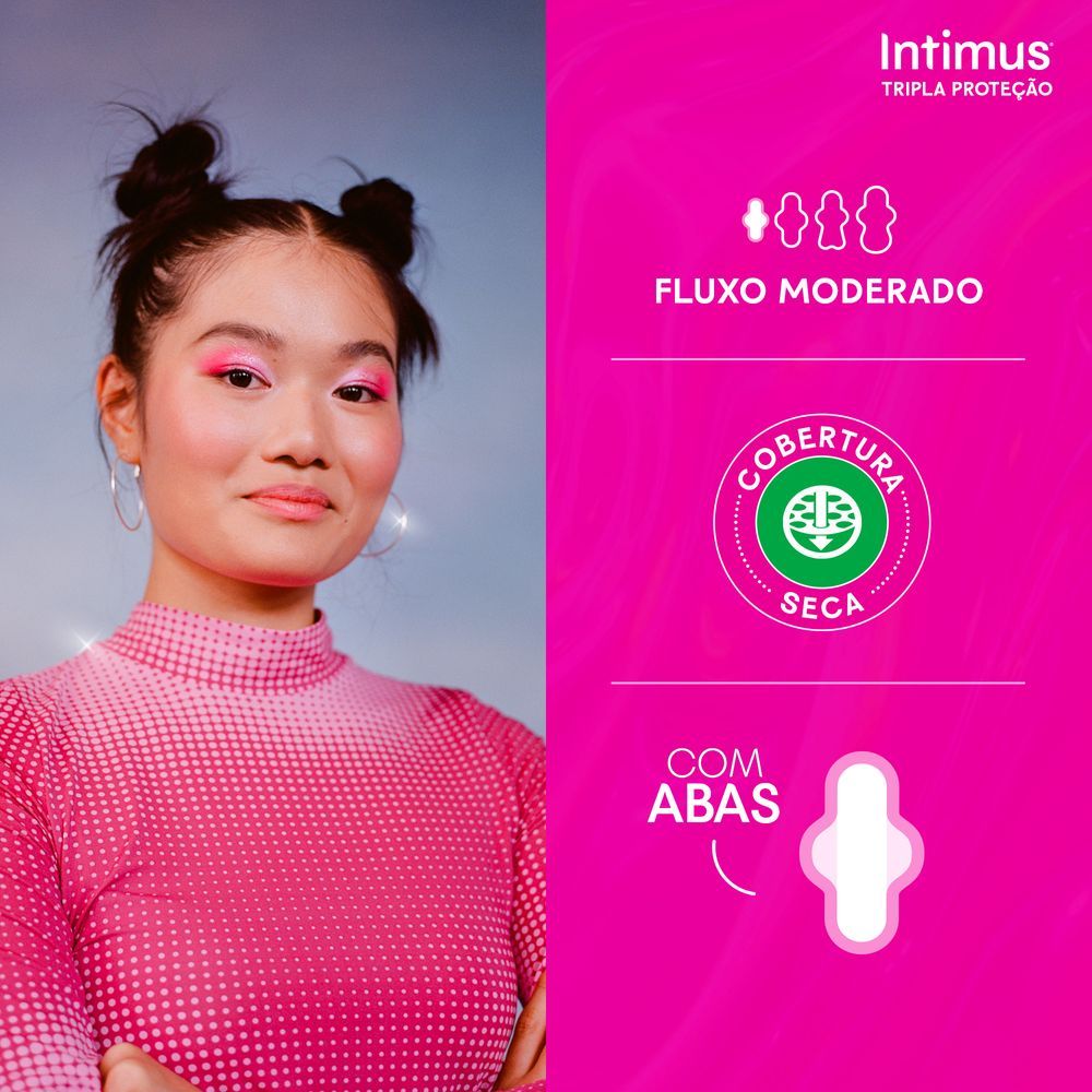 Absorvente Intimus Tripla Proteção Dia Seca Com abas, Fluxo Moderado, 32 un · foto 2