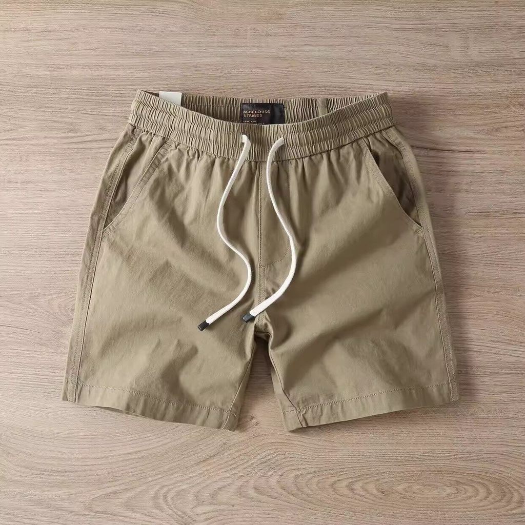 Americano Retro resistente ao desgaste macacão resistente à sujeira calças de três pontos masculino verão fino solto Cas