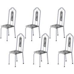 Kit 6 Cadeiras Tubular Bianca Branco/Martelado Perola/Paraopeba Martelado Pérola/Paraopeba