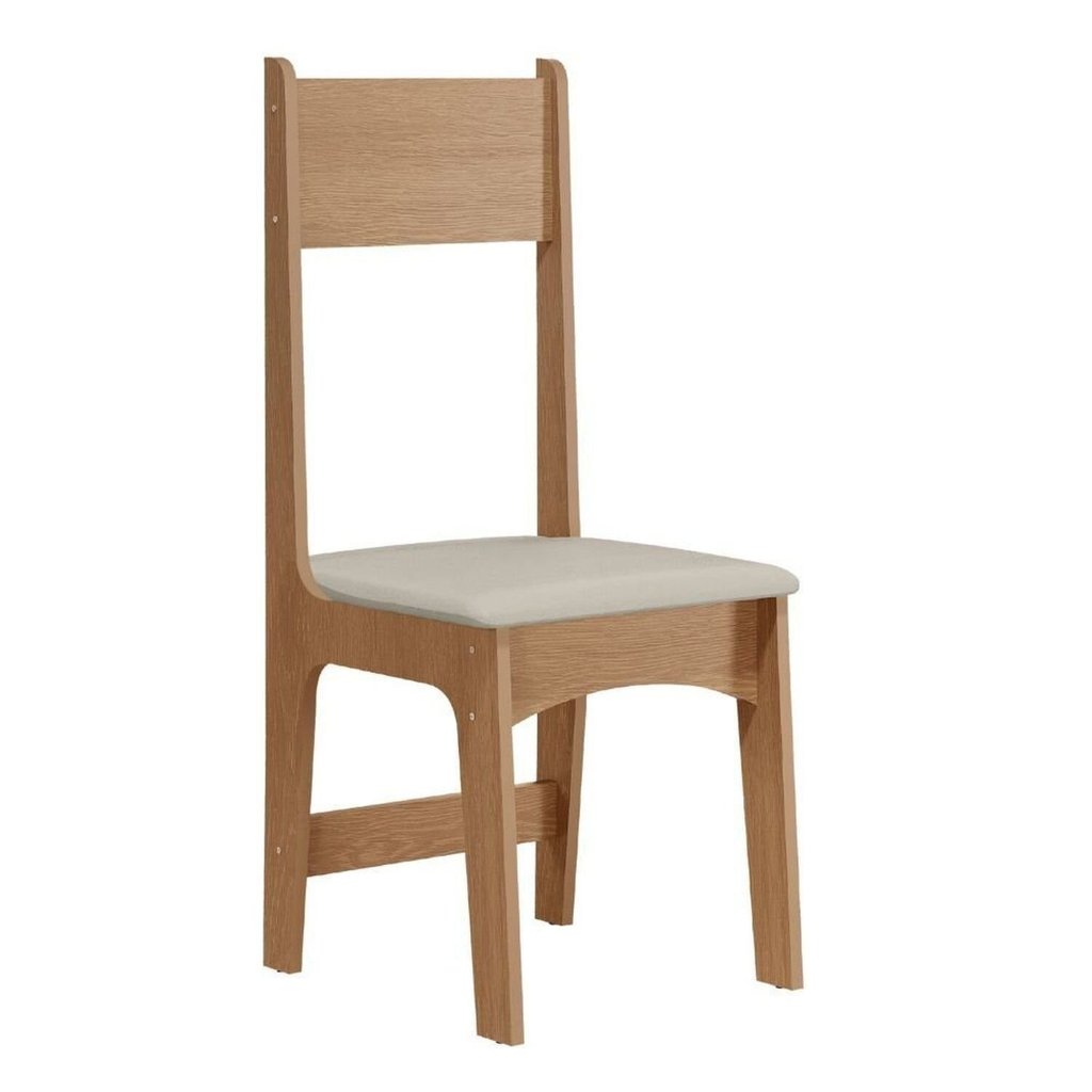Conjunto de Jantar 4 Lugares com Mesa Retangular Tampo MDF 1,10m e 4 Cadeiras Delta Nicoli Mel/Bege · foto 2