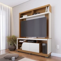 Estante para TV e Home Theater até 65 Polegadas 160CMX190CM 2 Portas Belaya Marrom Freijó/Off White