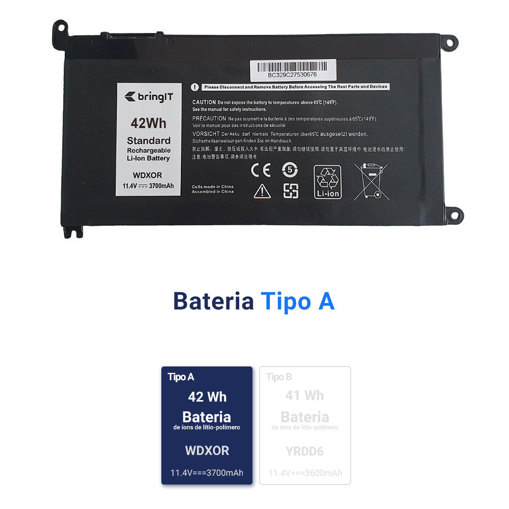 Bateria para notebook compatível com Dell Inspiron 14-7472 14-7460 WDX0R | 3700mAh — imagem 2 de 2