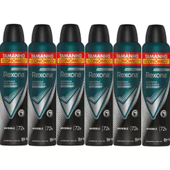 Kit Desodorante Antitranspirante Aerosol Rexona Invisible 72 horas - 250ml - 6 Unidades