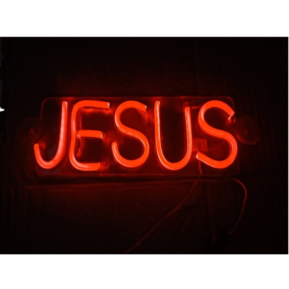 Luminoso Led Jesus Neon Parabrisa Cabine Caminhao Bivolt Vermelho