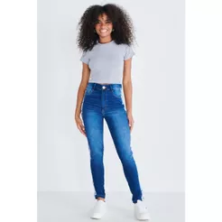Calça Jeans Feminina Skinny Faixa Planet Girls Jeans Escuro