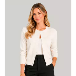 Cardigan Feminino Em Tricot Infinita Cor Branco