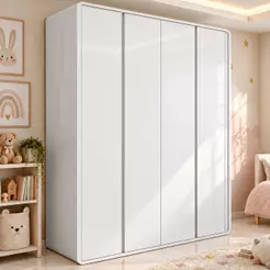 Guarda Roupa Solteiro 100% MDF 4 Portas Easy Like Branco