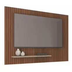 Painel para TV até 75 Polegadas 1,80m Ripado com Prateleira França Fendi / Havana Caemmum